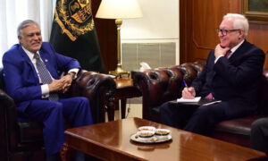 Read more about the article Deputy Foreign Minister of Russia, Sergei Ryabkov called on Deputy Prime Minister and Foreign Minister, Senator Mohammad Ishaq Dar at Ministry of Foreign Affairs, on April 17, 2025.