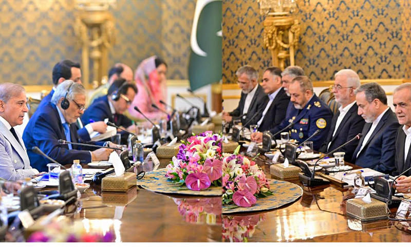 Read more about the article President of Iran Dr. Masoud Pezeshkian and Prime Minister Shehbaz Sharif held delegation level meeting at Sa’dabad Palace. Tehran on May 26, 2025.